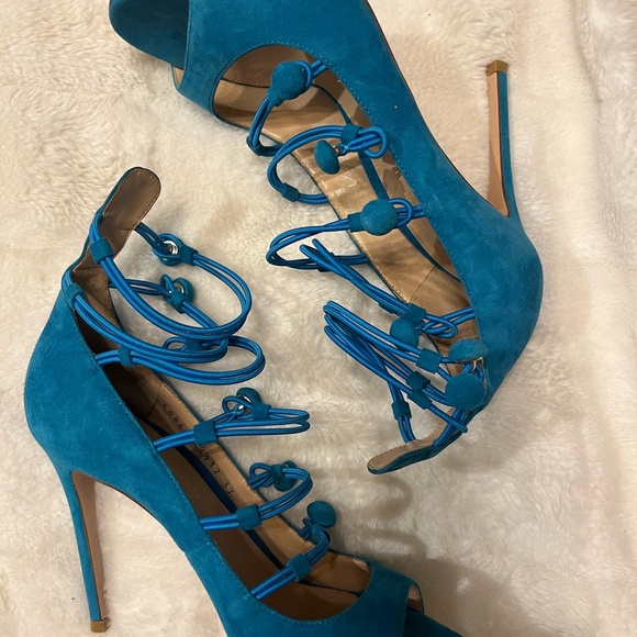 Gianvito Rossi Blue Suede High Heel - Picture 6 of 7
